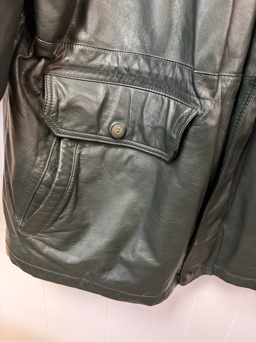 Vintage Black Leather fall Winter Jacket Coat Mens size XL 1990s grunge slouchy - Picture 5 of 16